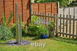 3 Tube Column Water Feature Fountain Contemporary Polish Stainless Steel Garden