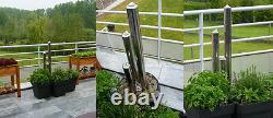 3 Tube Column Water Feature Fountain Contemporary Polish Stainless Steel Garden