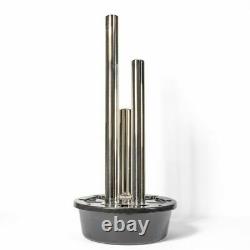 3 Tube Column Water Feature Fountain Contemporary Polish Stainless Steel Garden