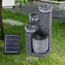 4-Tier Bowl Water Feature Outdoor Solar Powered LED Lights Garden Patio Fountain