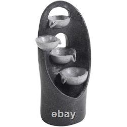 4 Tier Cascading Garden Water Feature, Black Outdoor Fountain Ornament for Patio