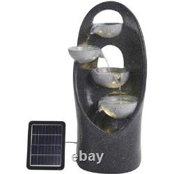 4 Tier Cascading Garden Water Feature, Black Outdoor Fountain Ornament for Patio