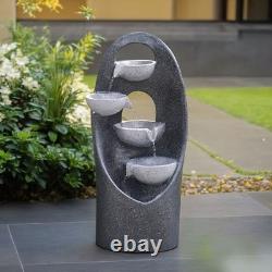4 Tier Cascading Garden Water Feature, Black Outdoor Fountain Ornament for Patio