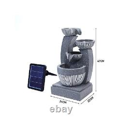 4 Tier Garden Solar Pump Water Fountain Cascade Outdoor Patio Feature with Light