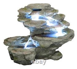 4 Tier Grey Rock Effect Cascade Water Feature Fountain Waterfall Indoor Garden
