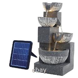 4 Tier Indoor Outdoor Polyresin Garden Water Feature Fountain LED Lights Decor