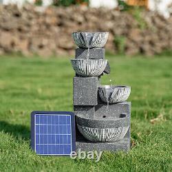 4 Tier Indoor Outdoor Polyresin Garden Water Feature Fountain LED Lights Decor