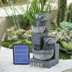 4 Tier Indoor Outdoor Polyresin Garden Water Feature Fountain LED Lights Decor