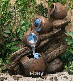 4 Tier Jar Jug Water Feature Fountain Cascade Ancient Earthenware Pottery Effect