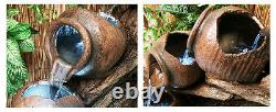 4 Tier Jar Jug Water Feature Fountain Cascade Ancient Earthenware Pottery Effect