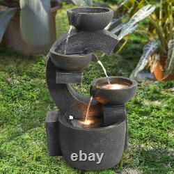 4 Tier LED Garden Water Feature Fountain Outdoor Electric Pump Cascade Statue
