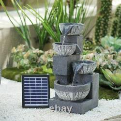 4 Tier LED Lighting Garden Fountain Outdoor Solar Power Water Feature Statue