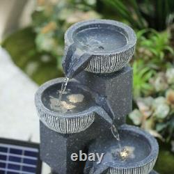 4 Tier LED Lighting Garden Fountain Outdoor Solar Power Water Feature Statue