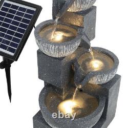 4 Tier LED Lighting Garden Fountain Outdoor Solar Power Water Feature Statue