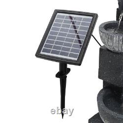 4 Tier LED Lighting Garden Fountain Outdoor Solar Power Water Feature Statue