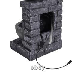 4 Tiers 45cm Solar Power Outdoor Water Fountain Feature LED Resin Garden Statue