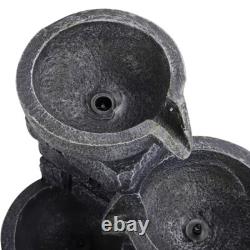 4 Tiers 45cm Solar Power Outdoor Water Fountain Feature LED Resin Garden Statue