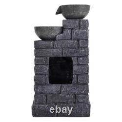 4 Tiers 45cm Solar Power Outdoor Water Fountain Feature LED Resin Garden Statue