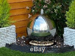 40cms Stainless Sphere Garden Water Feature, Outdoor Fountain Great Value