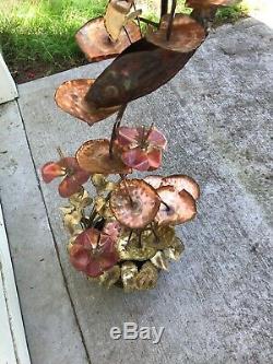 48 Indoor Water Fountain Lilly Pads Coy Copper for Yard Garden Artist Signed