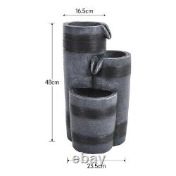 48cm Tall 3 Cascading Barrel Water Features Fountain Garden Outdoor Ornaments