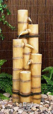 5 Level Tube Column Water Feature Fountain Cascade Wood Bamboo Effect Garden