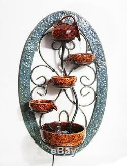 5 Tier Bowls Water Feature Fountain Cascade Tortoise Brown Ceramic Garden