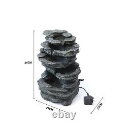 5 Tier Garden Fountain Indoor Outdoor Electric Pump LED Water Feature Cascade