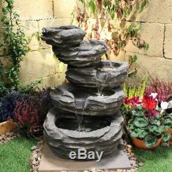 5 Tier Mini Rock Fall Garden Water Feature, Solar Powered Outdoor Fountain