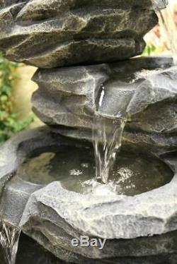 5 Tier Mini Rock Fall Garden Water Feature, Solar Powered Outdoor Fountain