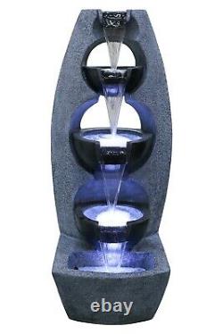 5 Tier Pouring Bowls Cascade Water Feature Fountain Waterfall LED Lights 102cm