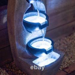 5 Tier Pouring Bowls Cascade Water Feature Fountain Waterfall LED Lights 102cm