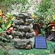 5-tier Rock Water Feature Outdoor Solar Powered Led Garden Patio Fountain