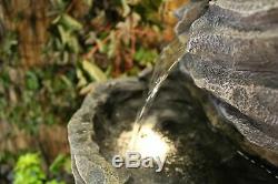 5 Tier Stone Effect Rock Fall Garden Water Feature, Outdoor Fountain