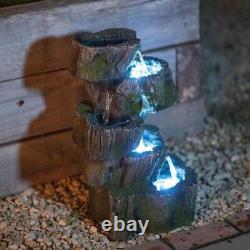 5 Tier Tree Trunk Falls Cascade Water Feature Fountain Waterfall LED Lights 56cm
