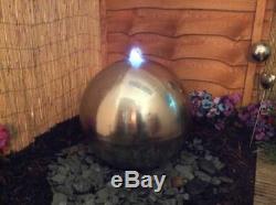 50cms S/S Sphere Modern Garden Water Feature, Outdoor Fountain Great Value
