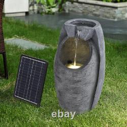 58.5cm Tall Barrel Shape Solar Power Garden Outdoor LED Water Feature Fountain