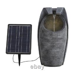 58.5cm Tall Barrel Shape Solar Power Garden Outdoor LED Water Feature Fountain