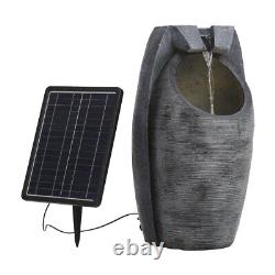 58.5cm Tall Barrel Shape Solar Power Garden Outdoor LED Water Feature Fountain