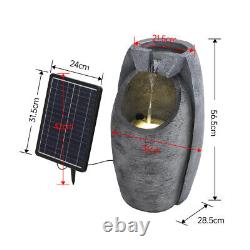 58.5cm Tall Barrel Shape Solar Power Garden Outdoor LED Water Feature Fountain