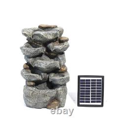 6 Tiers Solar Outdoor Cascading Fountain Garden Water Feature LED Statue Home UK