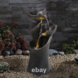 60cm Tall Crack Bowls Cascading Solar Water Feature Outdoor Garden Fountain Deco