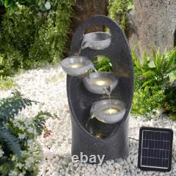 68cm Solar Powered Garden Water Feature LED Lights Large Cascade Water Fountain