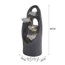 68cm Solar Powered Garden Water Feature LED Lights Large Cascade Water Fountain