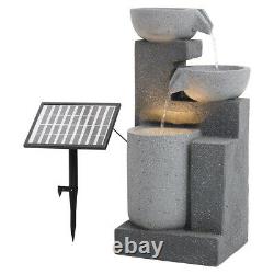 72cm Large Barrel Solar Water Feature Garden LED Self Contained Fountain Statues