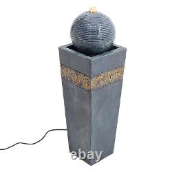 80cm Tall LED Outdoor Stone Rotating Ball Water Fountain Feature Garden Decor UK