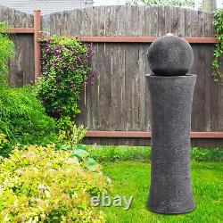 86cm Rotating Ball Water Feature Garden Fountain LED Electric Statue Ornament