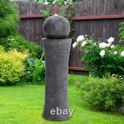 86cm Rotating Ball Water Feature Garden Fountain LED Electric Statue Ornament