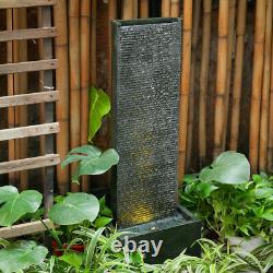 98cm Vertical Slate Solar Water Fountain Feature withLED Light Falls Garden decor