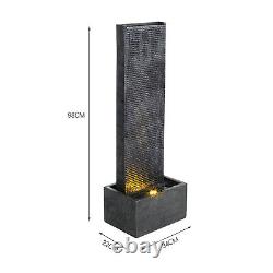 98cm Vertical Slate Solar Water Fountain Feature withLED Light Falls Garden decor